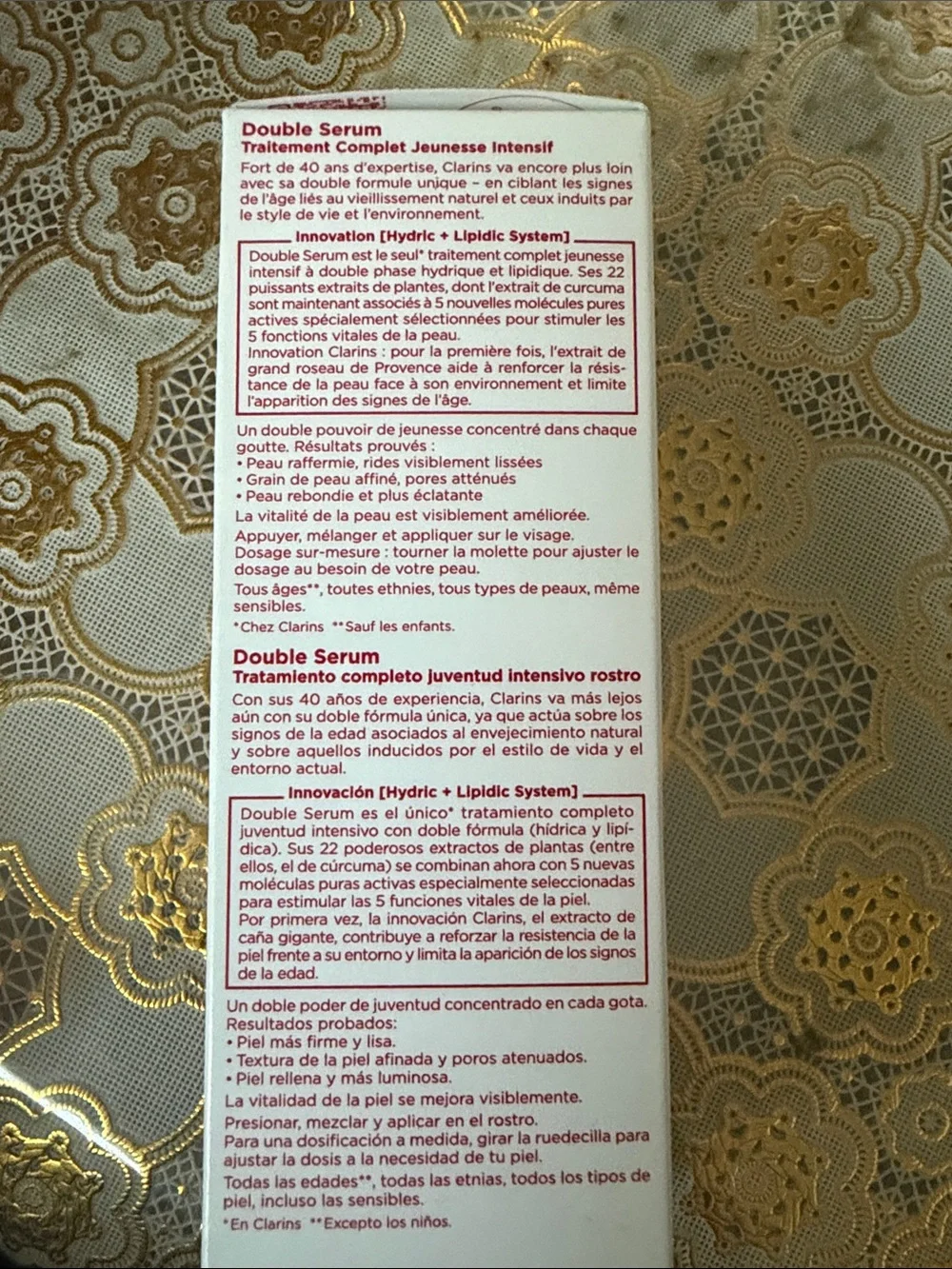 Clarins Double Serum - White with Red Text